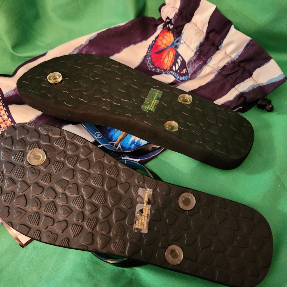 Brighton Black and Blue Butterfly Sandals - Picture 3 of 5
